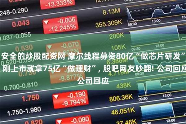 安全的炒股配资网 摩尔线程募资80亿“做芯片研发”, 刚上市就拿75亿“做理财”, 股吧网友吵翻! 公司回应